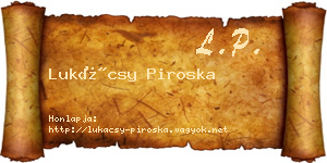 Lukácsy Piroska névjegykártya